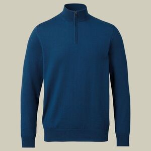 Charles Tyrwhitt Merino Quarter Zip Sweater in Dark Blue